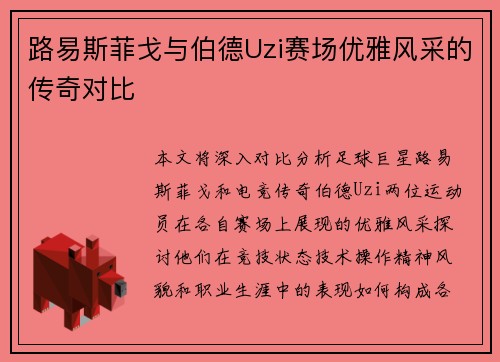 路易斯菲戈与伯德Uzi赛场优雅风采的传奇对比
